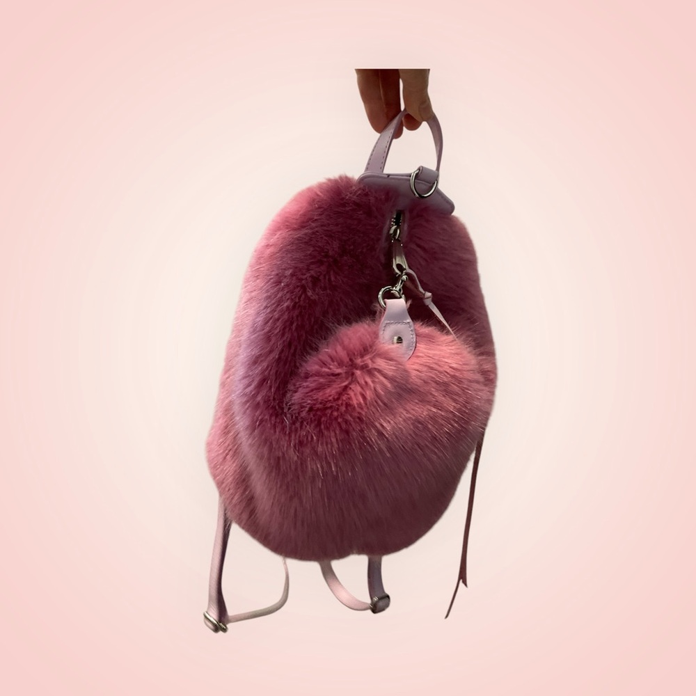 Rebecca Minkoff Pink Faux Fur Backpack